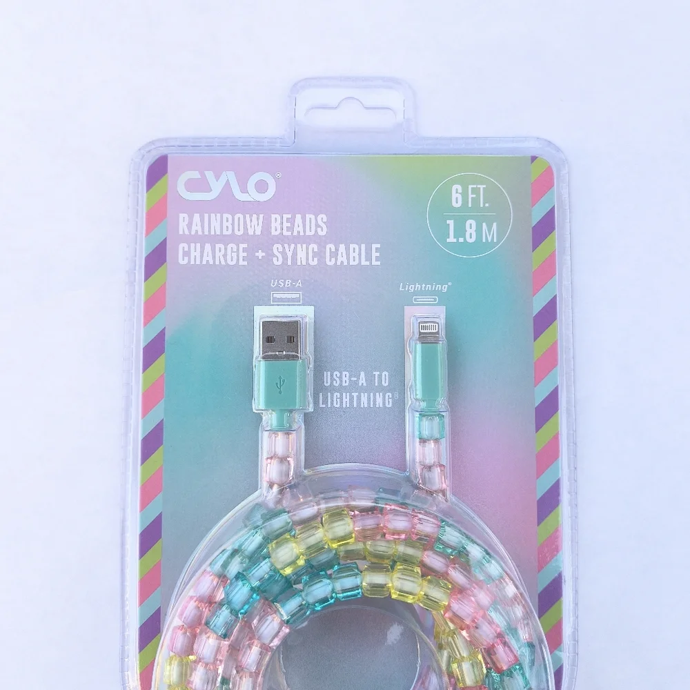 CYLO | Rainbow Phone Charger + Sync Cable USB-A Connector Quick Charge 6ft 1.8 M